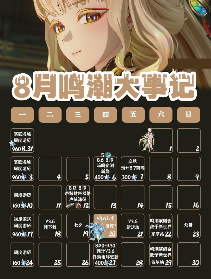 《鸣潮》3.5版本8月全版本活动时间安排一览